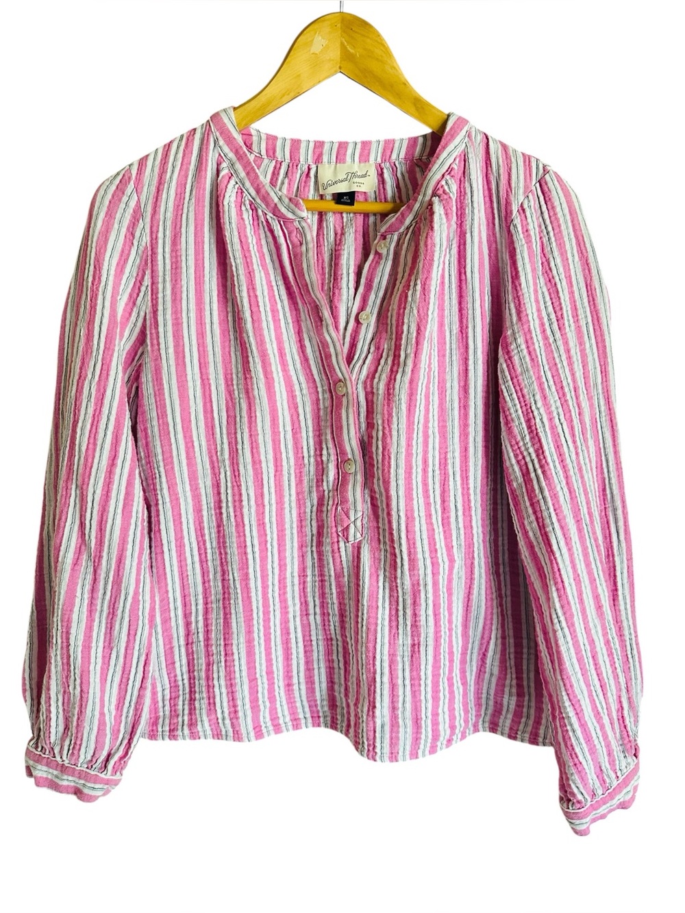 Universal Thread Gauze Striped Shirt Buttons XS
